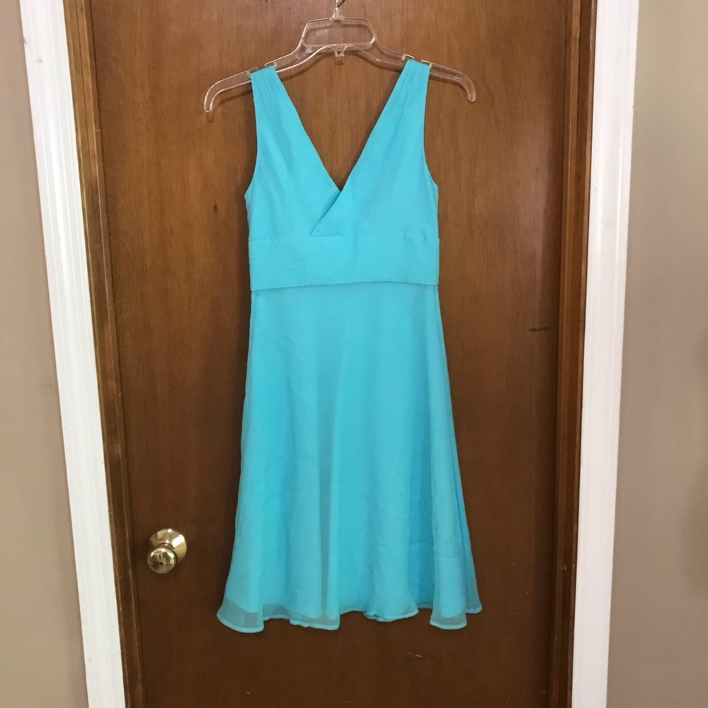 J. Crew Turquoise VNeck Dress 100% Silk 0P Petite